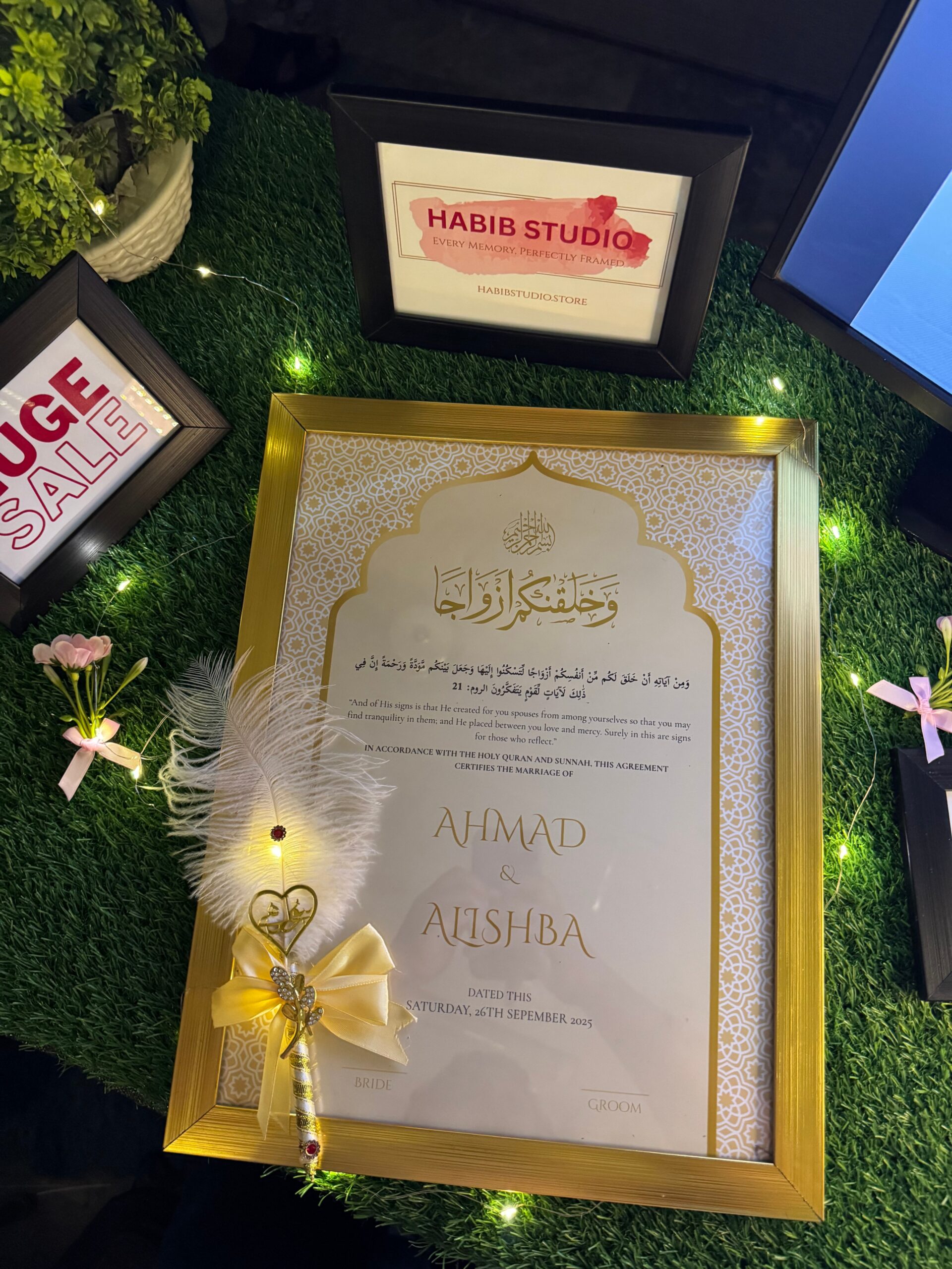 Nikkah Gold Signature Frame - Image 2